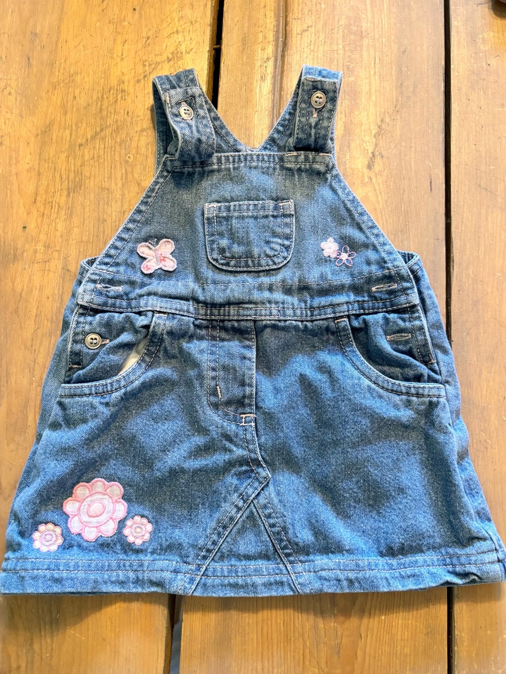 Vintage Baby Girl Denim Overall Patchwork Dress